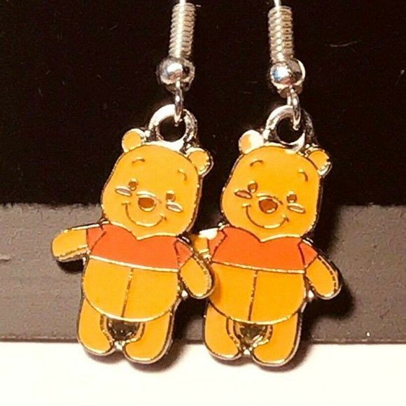 Vintage Disney Winnie The Pooh Bear Earrings Disneyana Charm - Picture 1 of 6